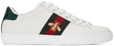 gucci white sneakers with bee|gucci ace bee embroidered sneakers.